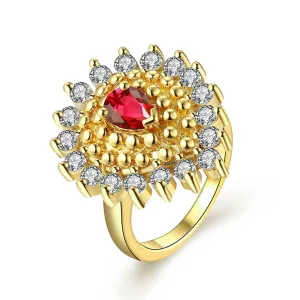 Yellow Chimes Red Cubic Zircon Zadau Style Gold Plated Ring for Women and Girls