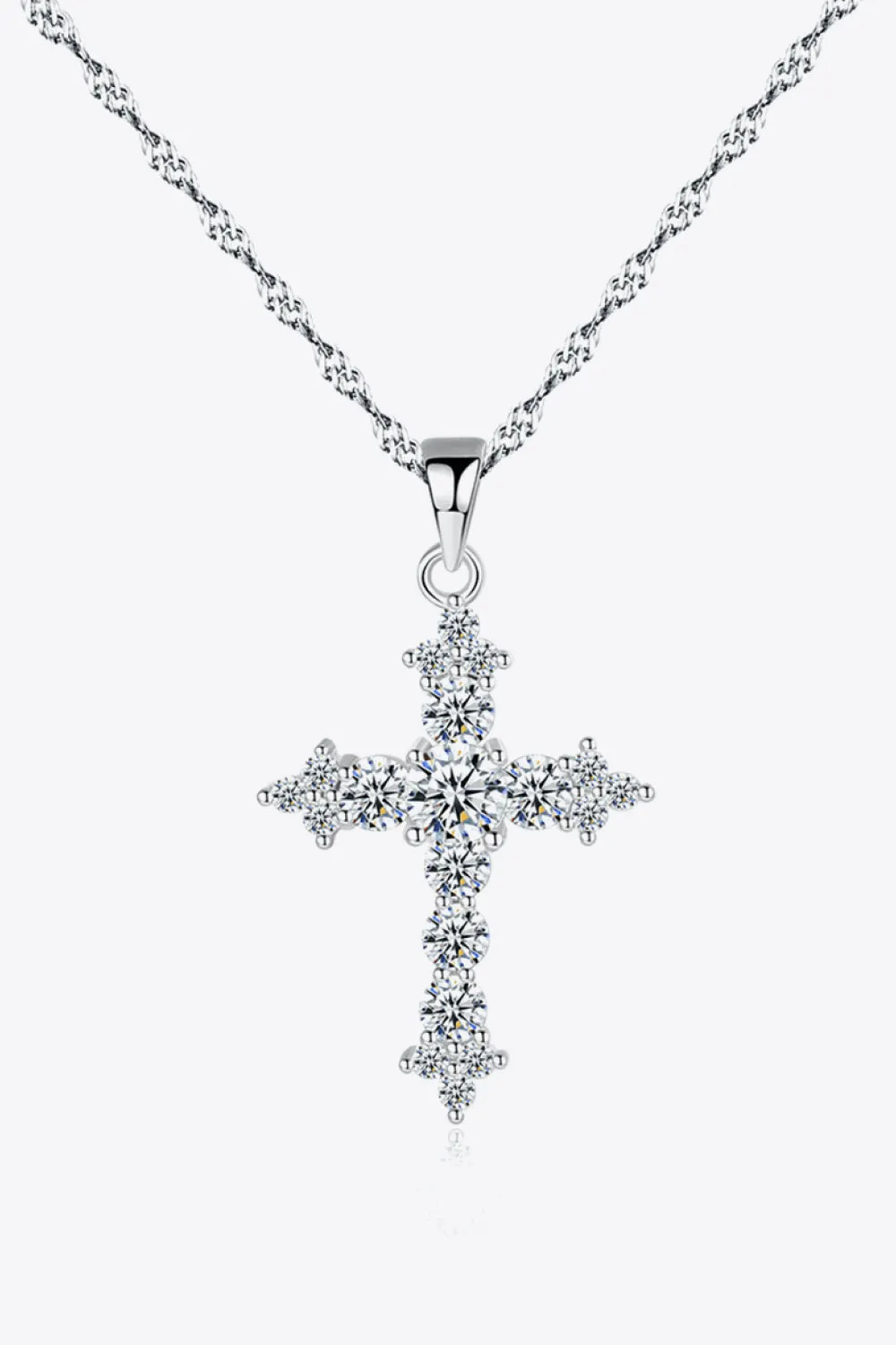 Zircon Cross Pendant 925 Sterling Silver Necklace